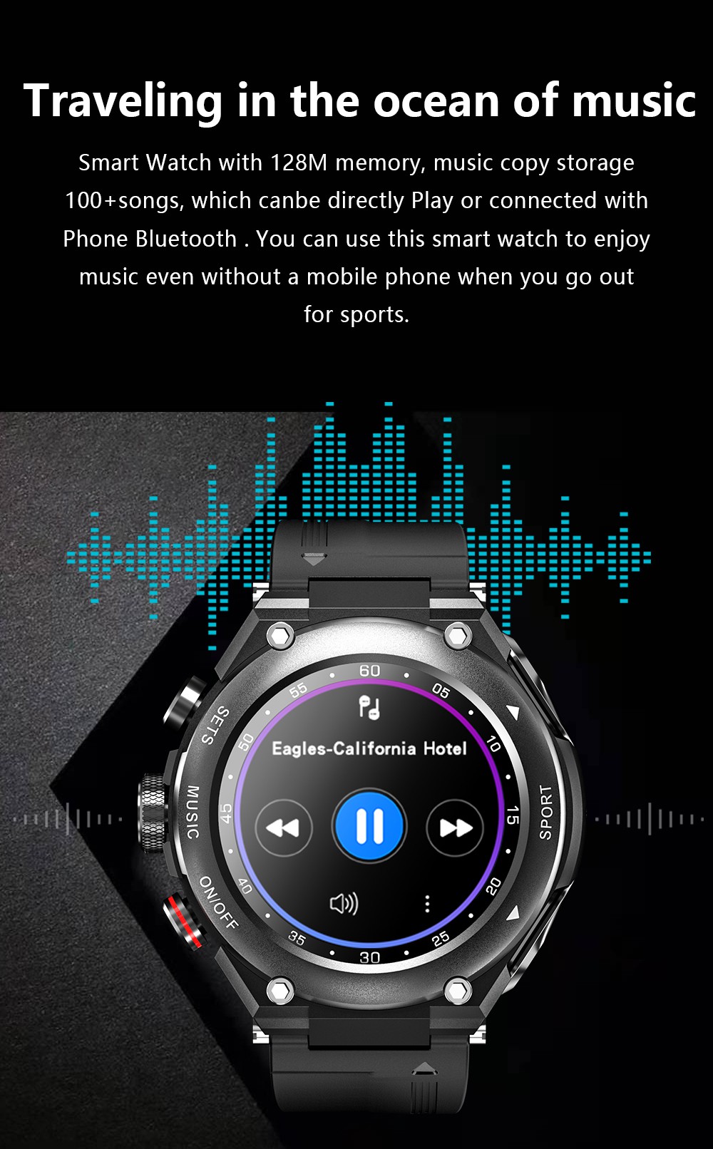 LEMFO T92 Smartwatch 1.28-inch IPS Color Full-Touch Screen Sports Watch with BT Earbuds - Black