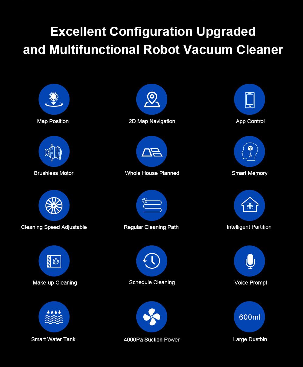 LIECTROUX C30B Robot Vacuum Cleaner 6000Pa Suction with AI Map Navigation Smart Partition WiFi App Electric Water Tank