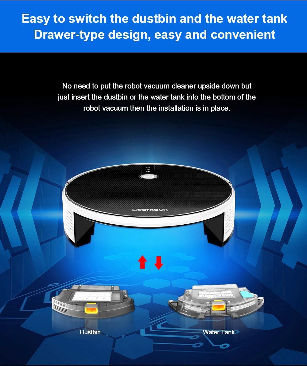 LIECTROUX C30B Robot Vacuum Cleaner 6000Pa Suction with AI Map Navigation Smart Partition WiFi App Electric Water Tank