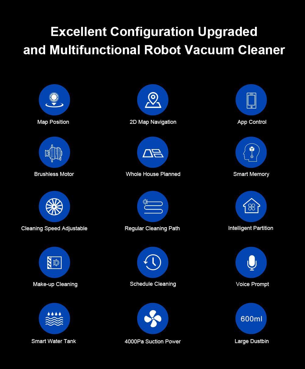 LIECTROUX C30B Robot Vacuum Cleaner 6000Pa Suction with AI Map Navigation Smart Partition WiFi App Electric Water Tank