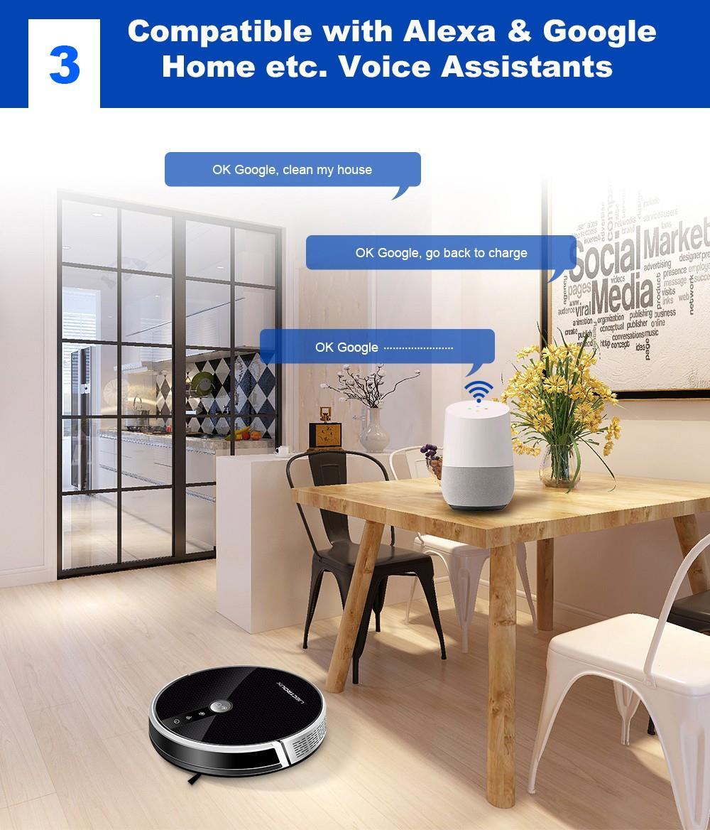 LIECTROUX C30B Robot Vacuum Cleaner 6000Pa Suction with AI Map Navigation Smart Partition WiFi App Electric Water Tank