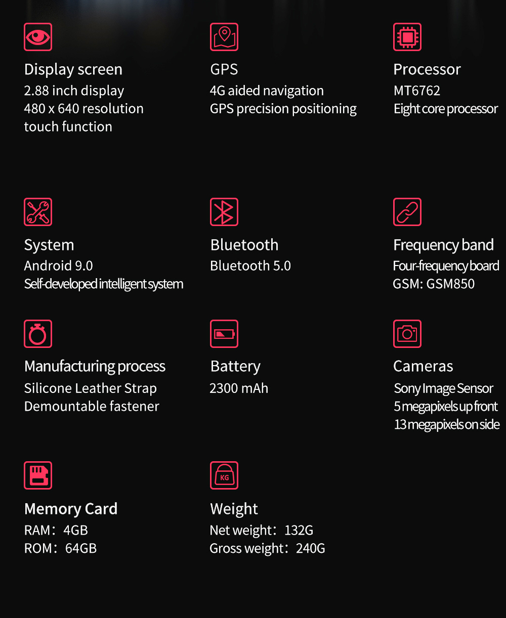 LOKMAT APPLLP MAX Android Watch Phone 4+64GB 2.88'' TFT Screen Dual Cameras WiFi GPS 4G Smartwatch - Silver