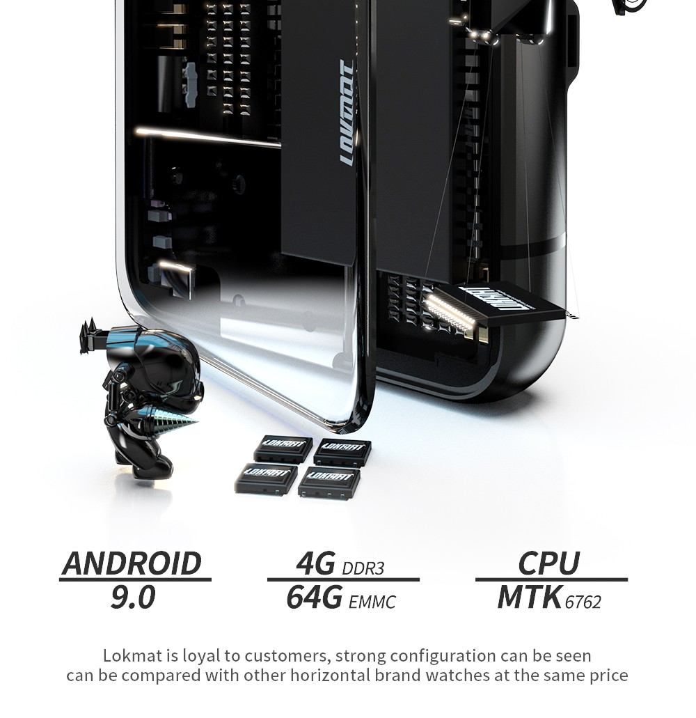 LOKMAT APPLLP MAX Android Watch Phone 4+64GB 2.88'' TFT Screen Dual Cameras WiFi GPS 4G Smartwatch - Silver