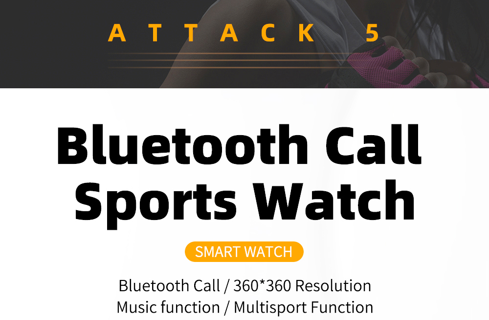 LOKMAT ATTACK 5 Smartwatch 1.32 Inch Full Touch Screen Heart Rate Monitor Blood Pressure Blood Oxygen Detection - Black