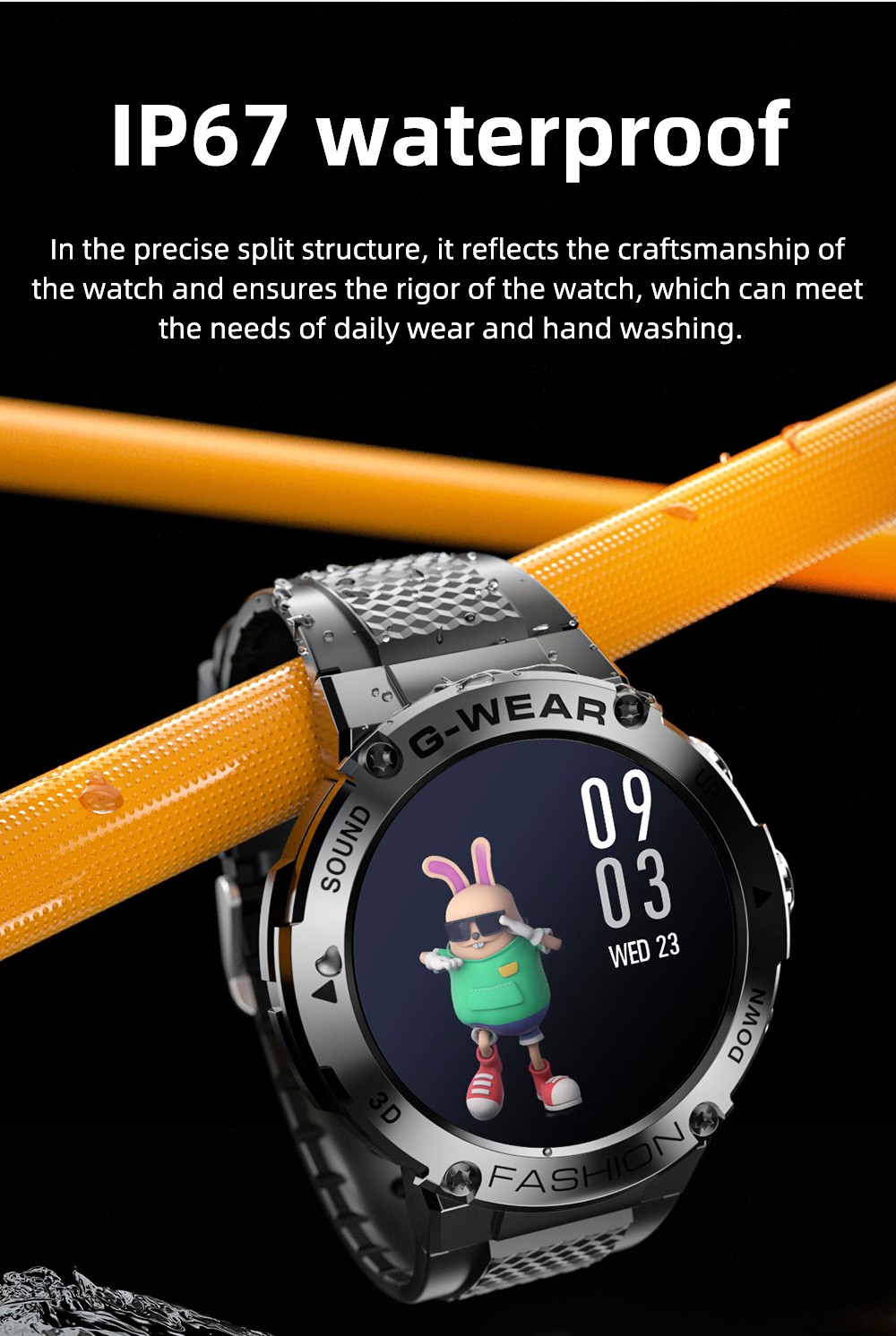 LOKMAT ATTACK 5 Smartwatch 1.32 Inch Full Touch Screen Heart Rate Monitor Blood Pressure Blood Oxygen Detection - Black