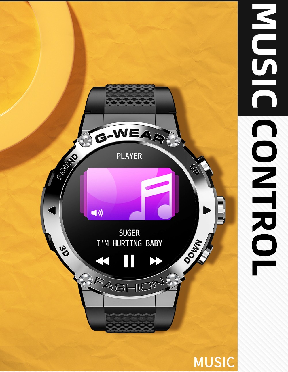 LOKMAT ATTACK 5 Smartwatch 1.32 Inch Full Touch Screen Heart Rate Monitor Blood Pressure Blood Oxygen Detection - Black