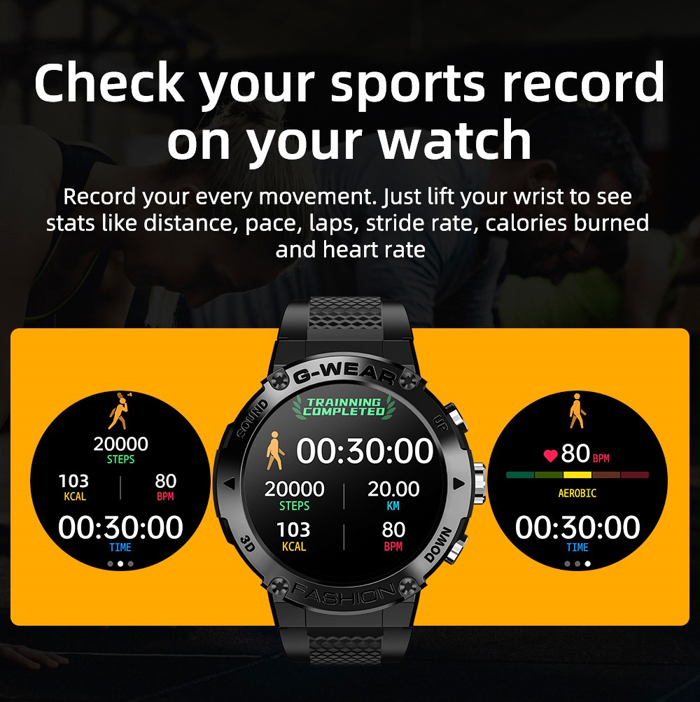 LOKMAT ATTACK 5 Smartwatch 1.32 Inch Full Touch Screen Heart Rate Monitor Blood Pressure Blood Oxygen Detection - Black