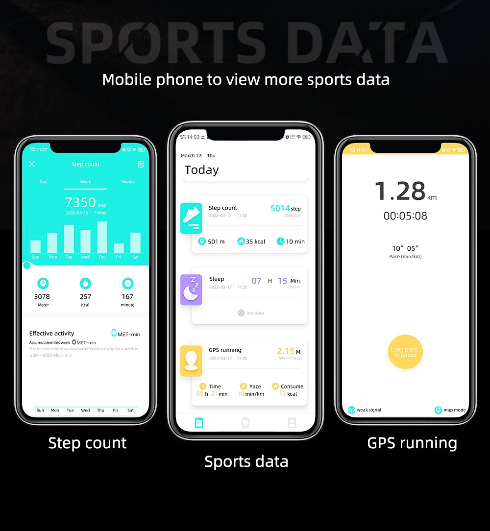 LOKMAT ATTACK 5 Smartwatch 1.32 Inch Full Touch Screen Heart Rate Monitor Blood Pressure Blood Oxygen Detection - Black