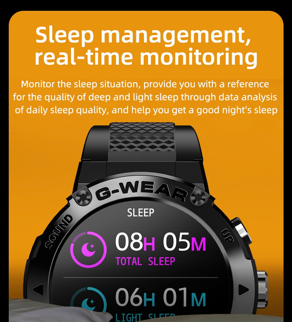 LOKMAT ATTACK 5 Smartwatch 1.32 Inch Full Touch Screen Heart Rate Monitor Blood Pressure Blood Oxygen Detection - Black