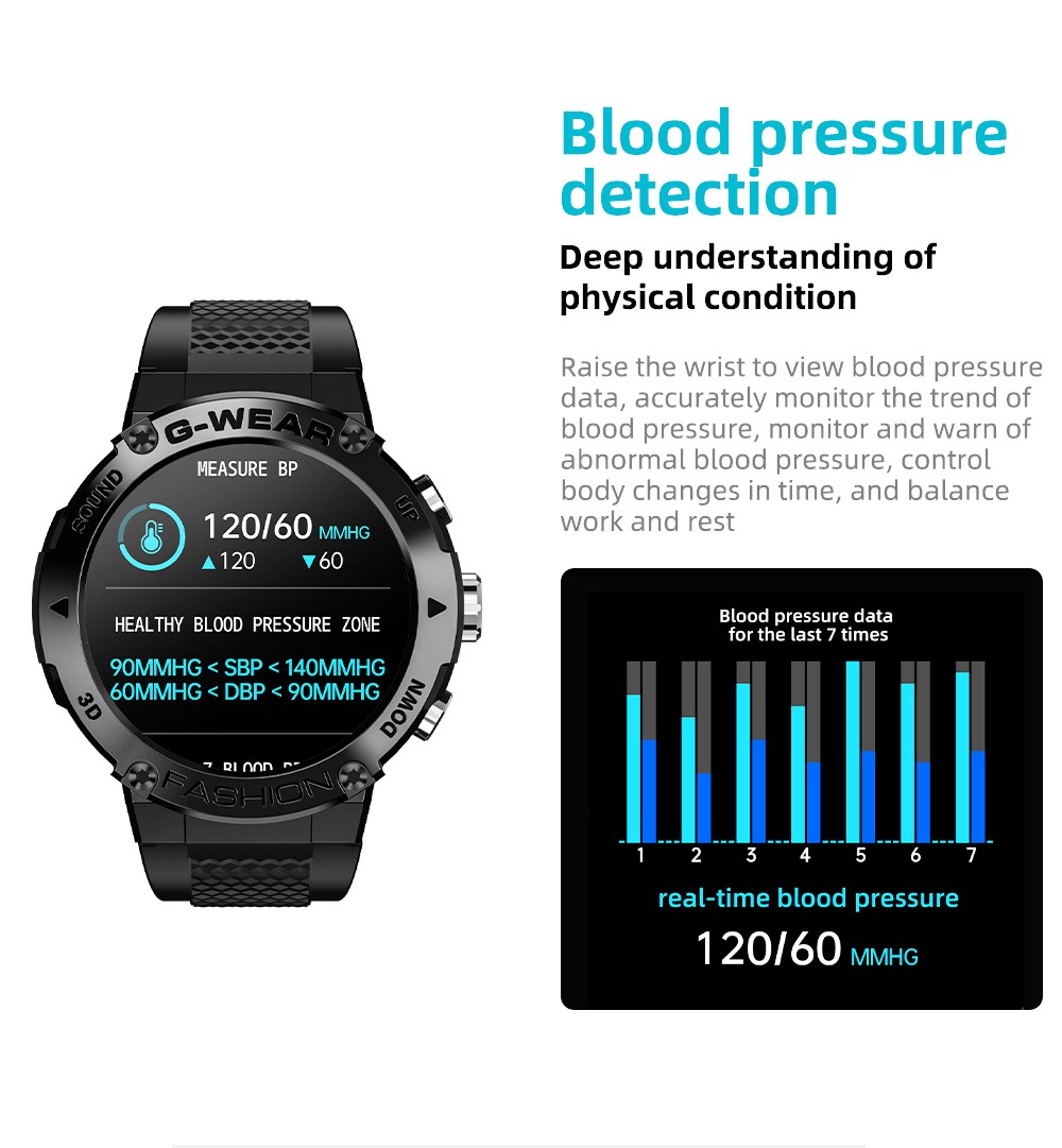 LOKMAT ATTACK 5 Smartwatch 1.32 Inch Full Touch Screen Heart Rate Monitor Blood Pressure Blood Oxygen Detection - Black