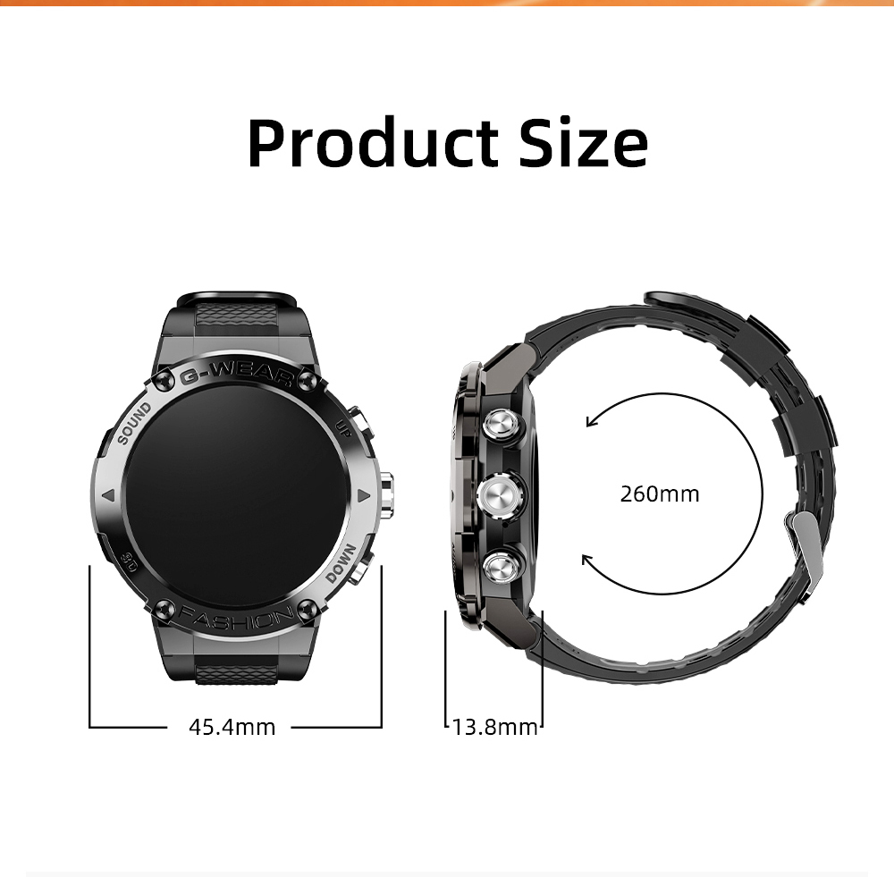 LOKMAT ATTACK 5 Smartwatch 1.32 Inch Full Touch Screen Heart Rate Monitor Blood Pressure Blood Oxygen Detection - Black