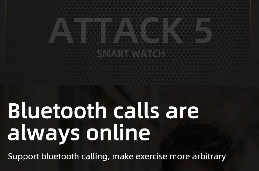 LOKMAT ATTACK 5 Smartwatch 1.32 Inch Full Touch Screen Heart Rate Monitor Blood Pressure Blood Oxygen Detection - Black