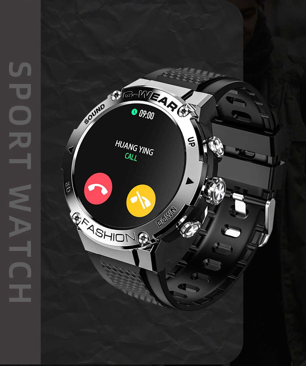 LOKMAT ATTACK 5 Smartwatch 1.32 Inch Full Touch Screen Heart Rate Monitor Blood Pressure Blood Oxygen Detection - Black