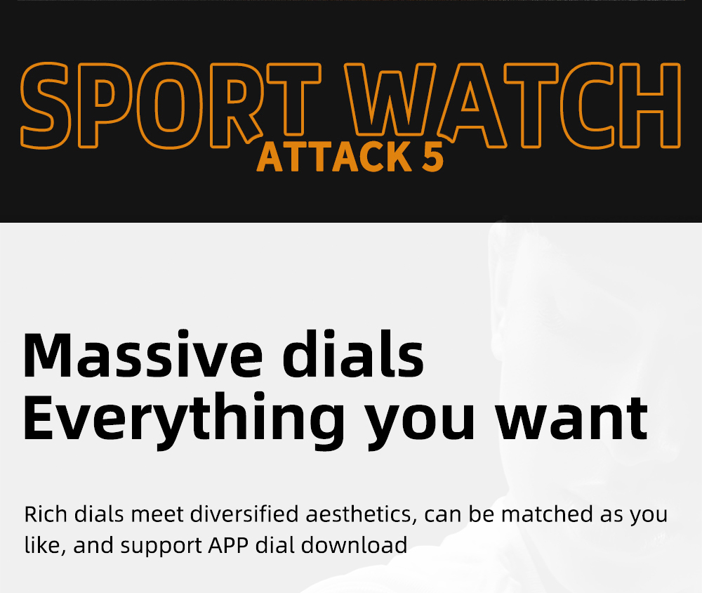 LOKMAT ATTACK 5 Smartwatch 1.32 Inch Full Touch Screen Heart Rate Monitor Blood Pressure Blood Oxygen Detection - Black