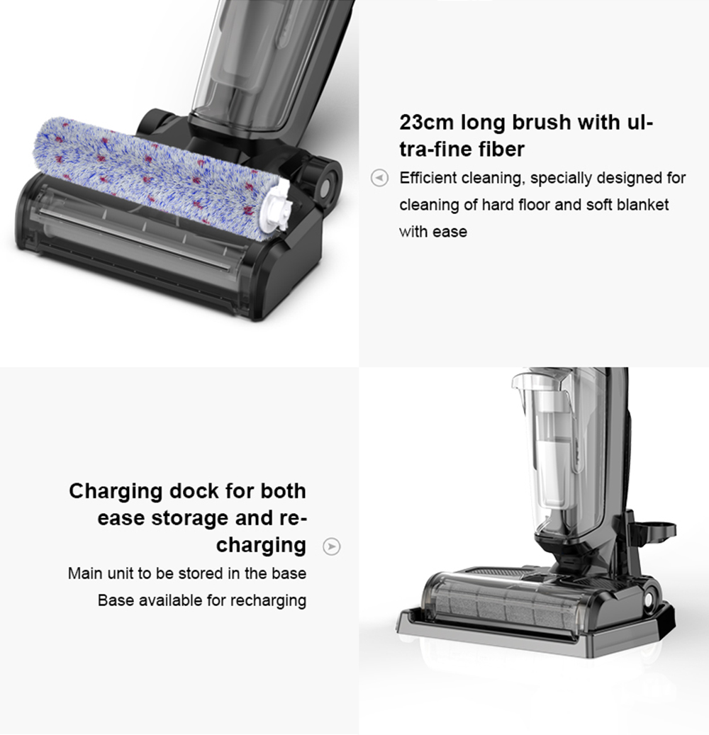 LIECTROUX i5 Pro Smart Handheld Cordless Wet Dry Vacuum Cleaner Lightweight Floor & Carpet Washer 5000pa Suction 35Mins Run Time UV Lamp Self-cleaning - Black