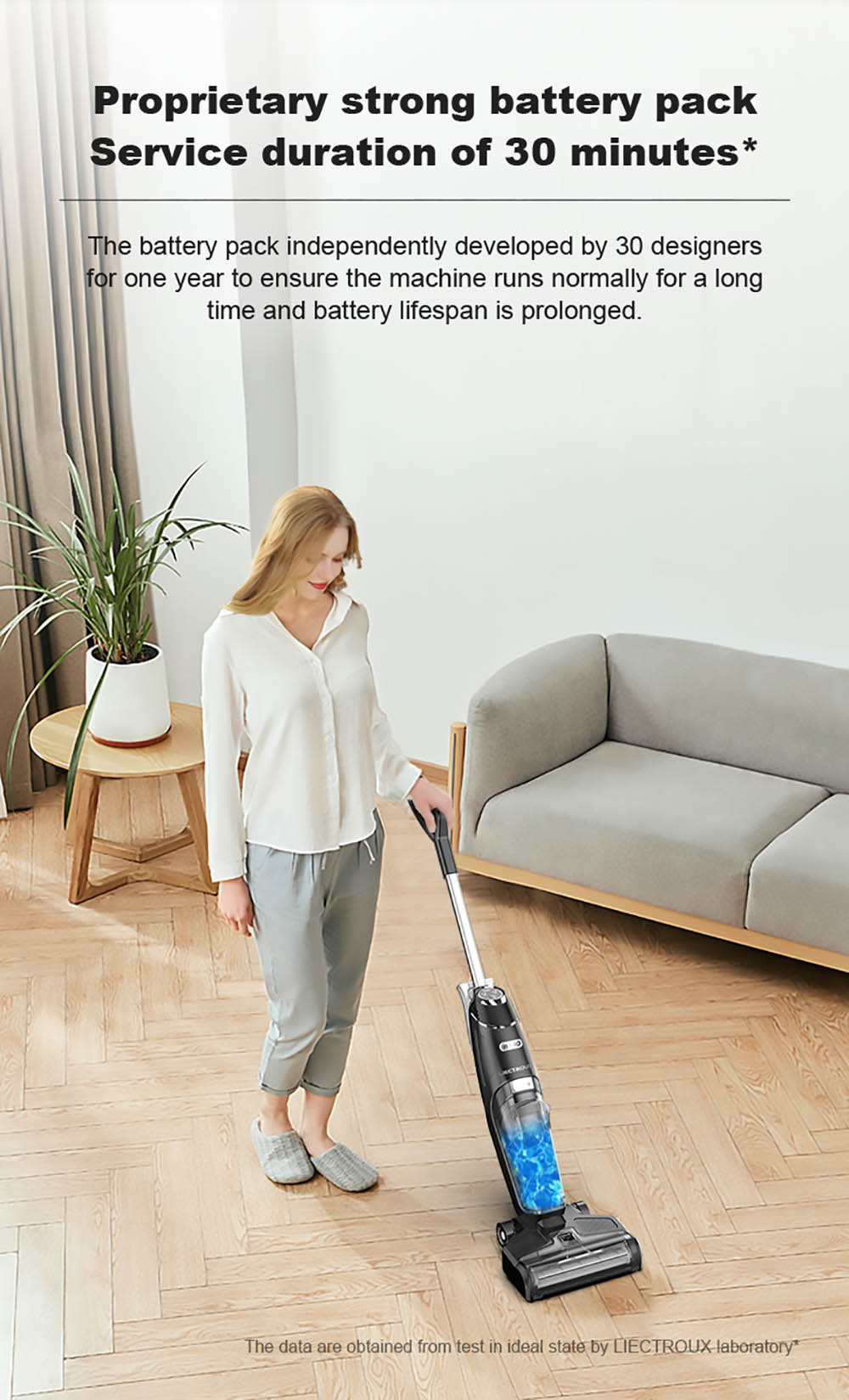 LIECTROUX i5 Pro Smart Handheld Cordless Wet Dry Vacuum Cleaner Lightweight Floor & Carpet Washer 5000pa Suction 35Mins Run Time UV Lamp Self-cleaning - Black