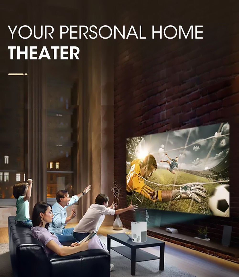 Android 9.0 LCD Projector 1920*1080 Full HD 1080P 300 ANSI Lumens WiFi Bluetooth with EU Plug - Grey