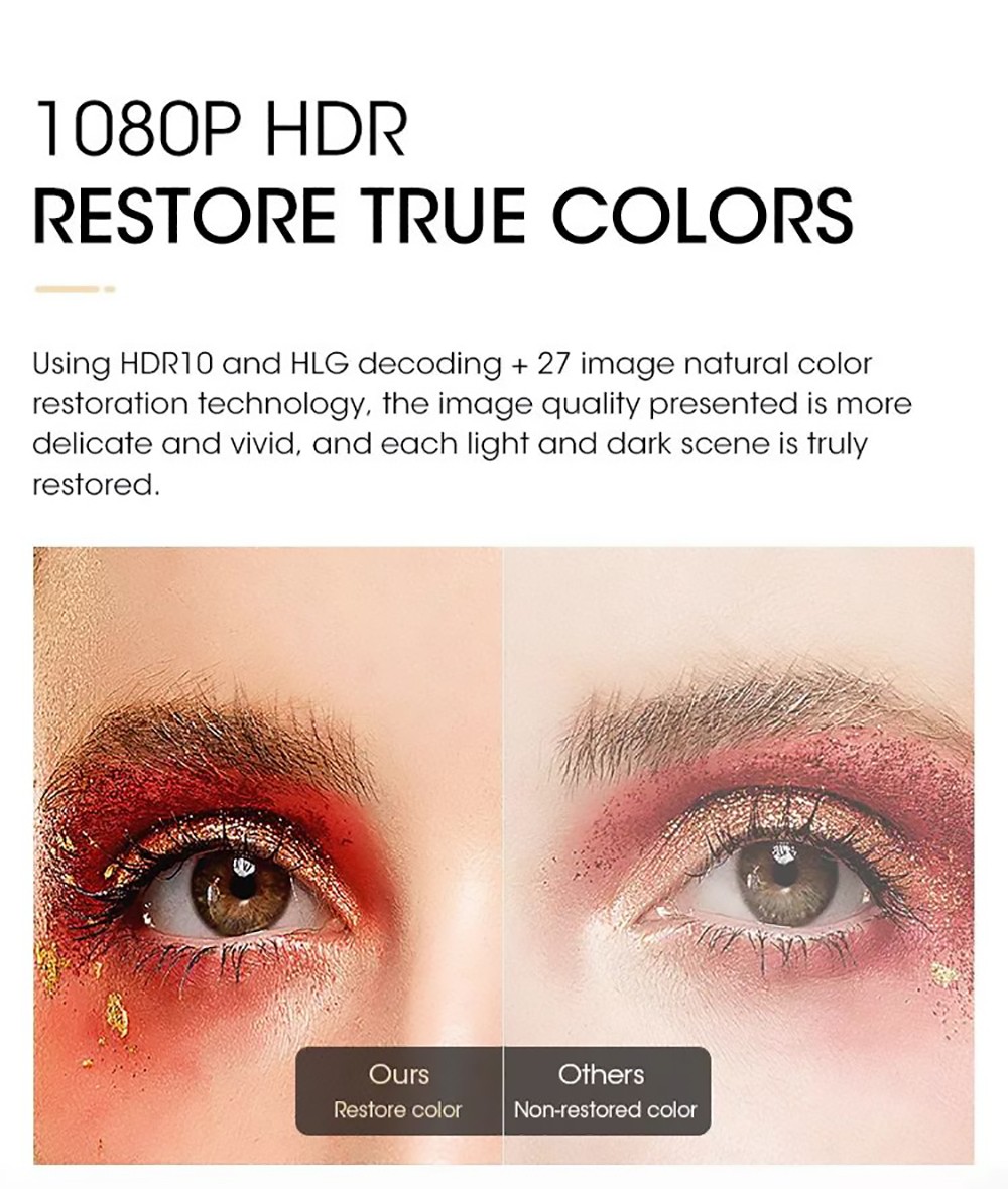 Android 9.0 LCD Projector 1920*1080 Full HD 1080P 300 ANSI Lumens WiFi Bluetooth with EU Plug - Grey