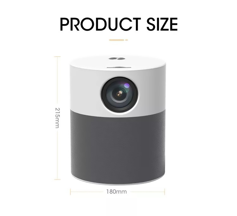 Android 9.0 LCD Projector 1920*1080 Full HD 1080P 300 ANSI Lumens WiFi Bluetooth with EU Plug - Grey