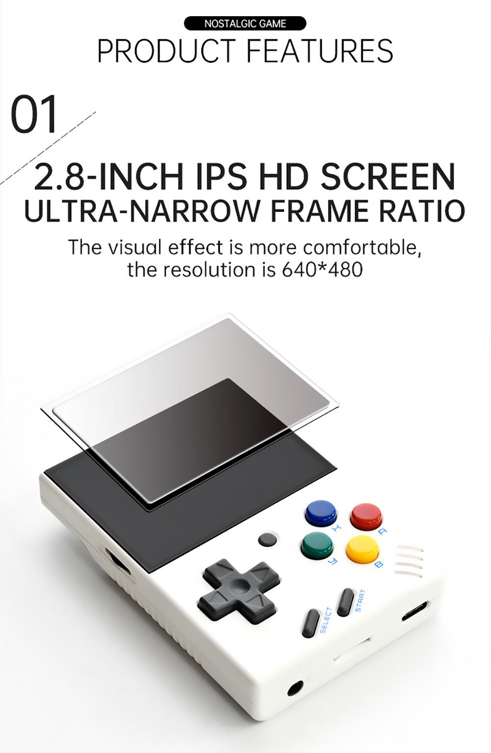 Miyoo Mini 2.8Inch IPS Screen Retro Handheld Game Players 128GB Open Source Downloadable Multi-Language - Grey