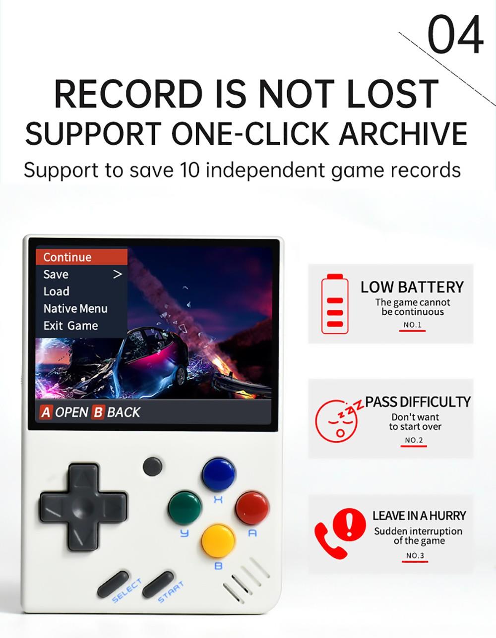 Miyoo Mini 2.8Inch IPS Screen Retro Handheld Game Players 128GB Open Source Downloadable Multi-Language - White