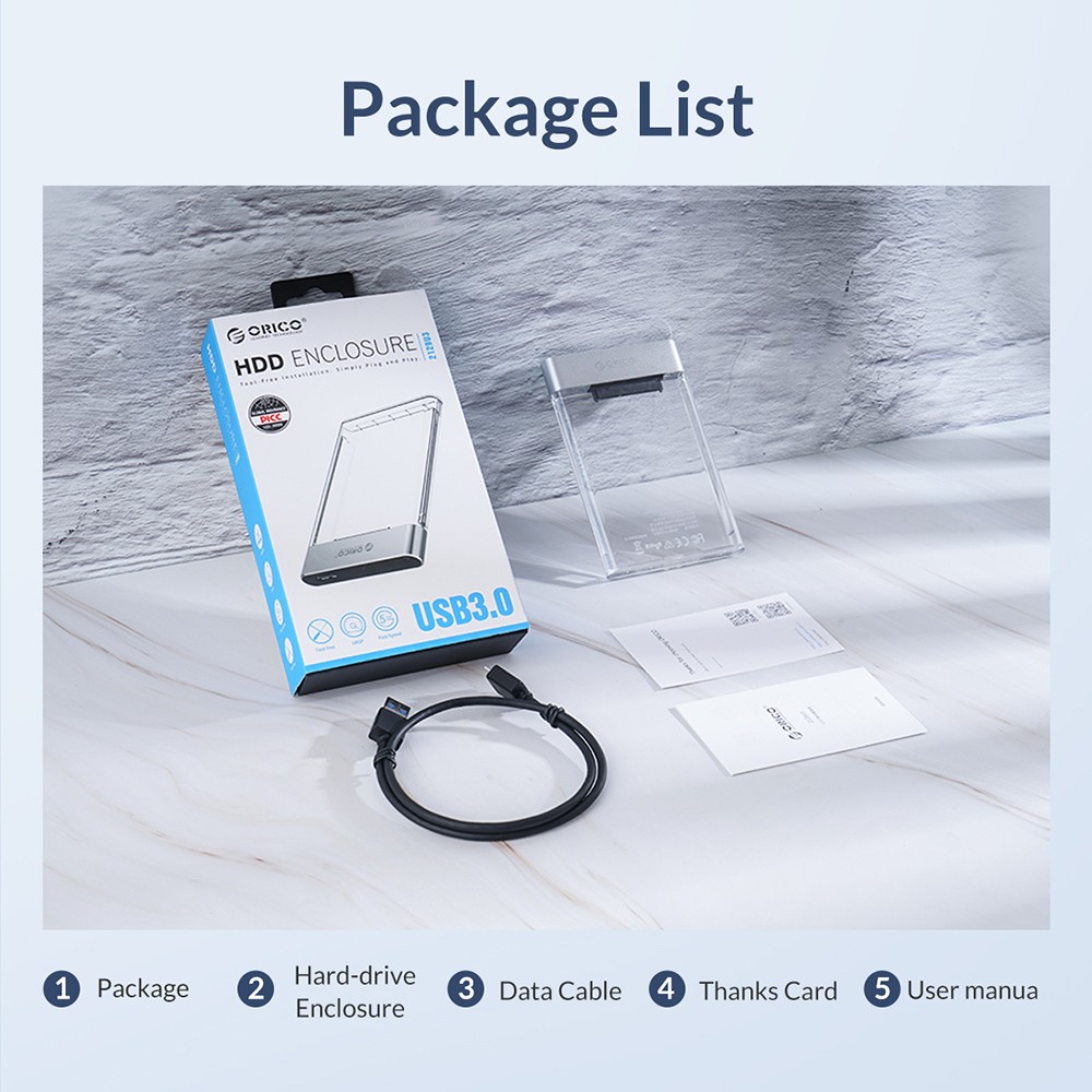 ORICO 2.5 inch Transparent USB3.0 Hard Drive Enclosure