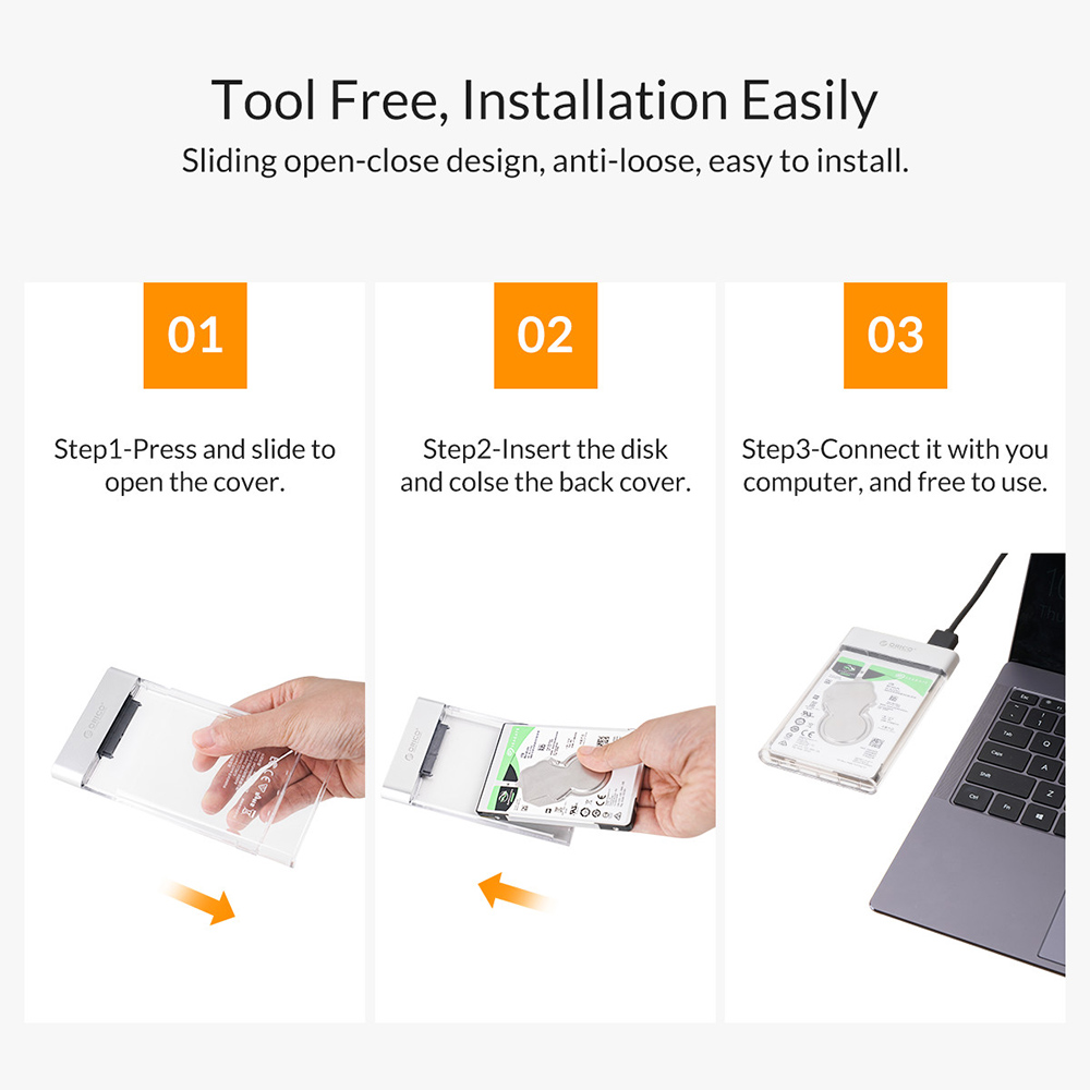 ORICO 2.5 inch Transparent USB3.0 Hard Drive Enclosure