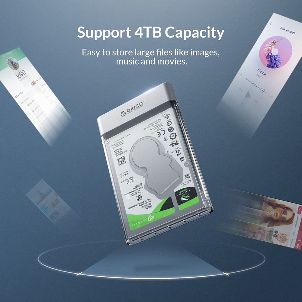 ORICO 2.5 inch Transparent USB3.0 Hard Drive Enclosure