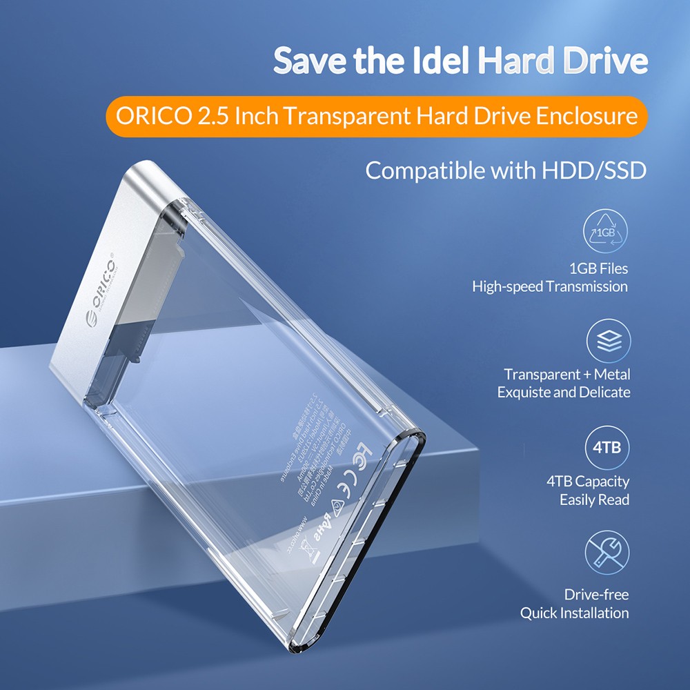 ORICO 2.5 inch Transparent USB3.0 Hard Drive Enclosure