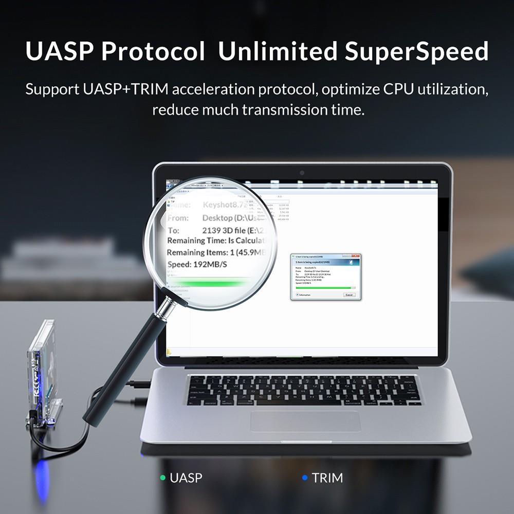 ORICO 2159U3 2.5 inch Transparent USB3.0 Hard Drive Enclosure with Stand