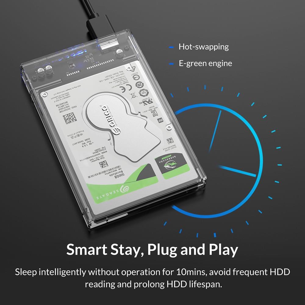 ORICO 2159U3 2.5 inch Transparent USB3.0 Hard Drive Enclosure with Stand