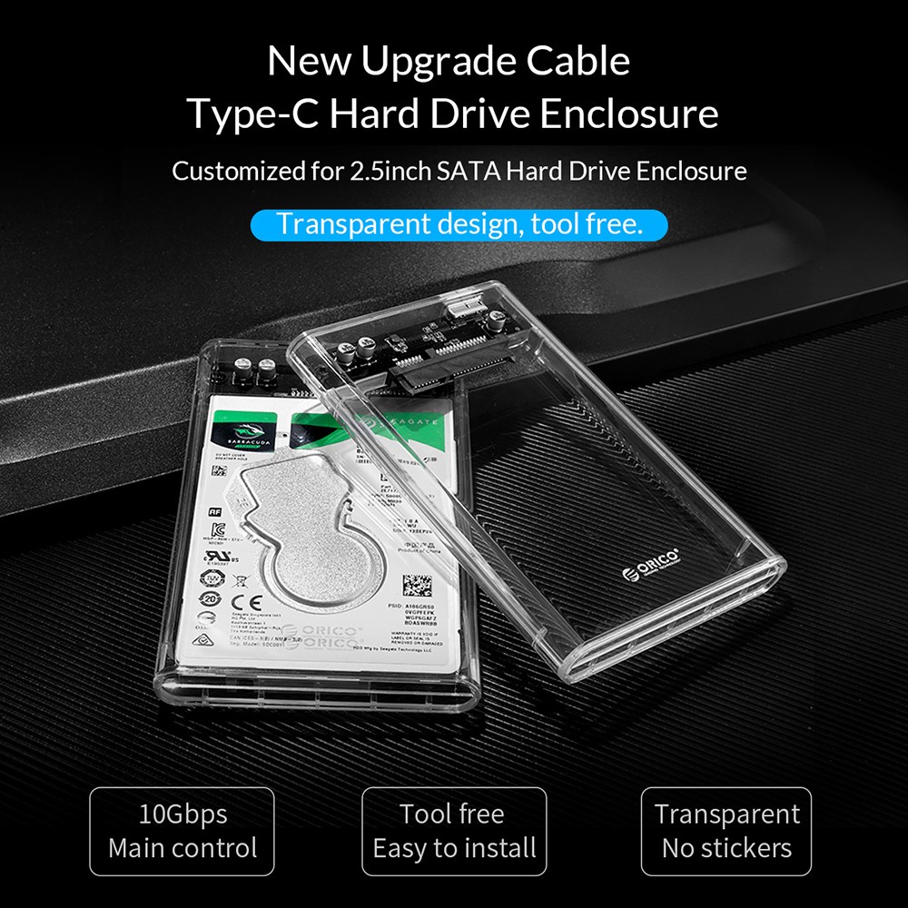 ORICO Transparent HDD Case SATA to USB 3.0 Hard Drive Case External 2.5inch HDD Enclosure