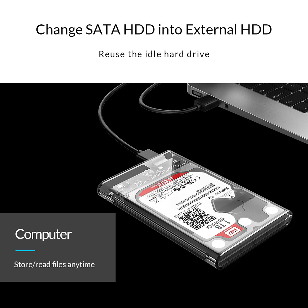 ORICO Transparent HDD Case SATA to USB 3.0 Hard Drive Case External 2.5inch HDD Enclosure