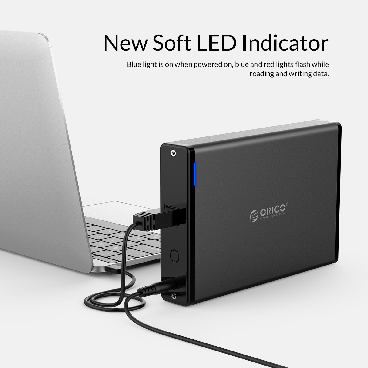 thumbnail image 2 of ORICO Transparent USB C 3.1 External Hard Drive Enclosure For 2.5 Inch SATA III HDD SSD | Tool Free 6Gbps 2 of 4