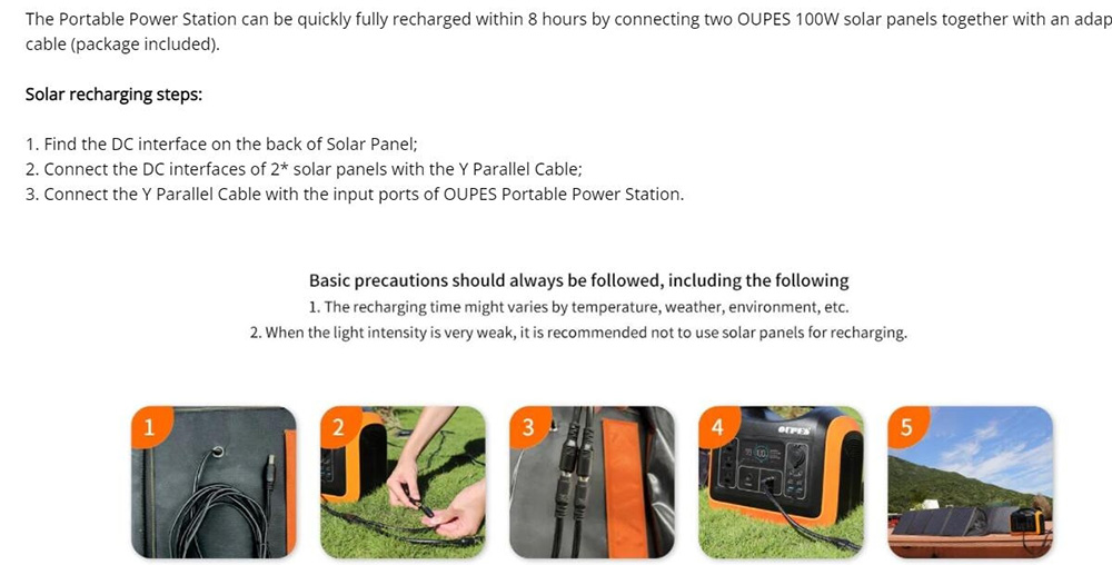 OUPES 1200W Solar Generator Home Kit with 100W Solar Panel