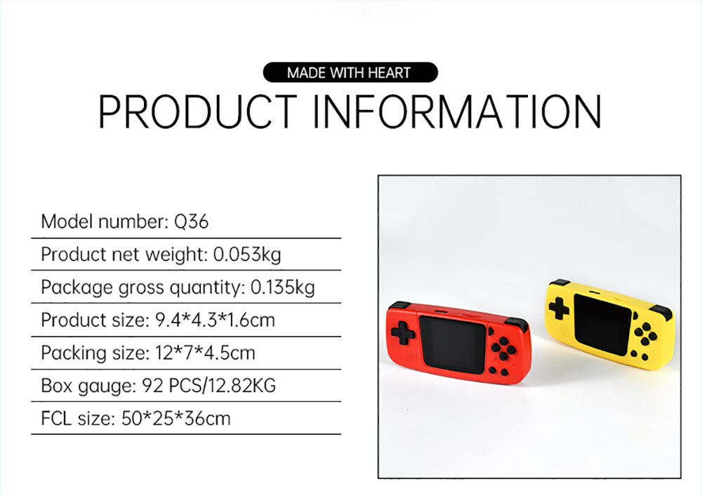 POWKIDDY Q36 Mini 1.54 Inch IPS Screen Open Source Handheld Game Players 32GB Keychain for Children's Gifts Red