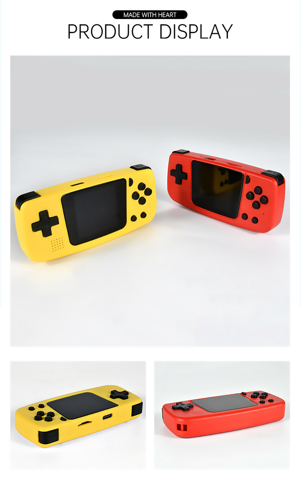 POWKIDDY Q36 Mini 1.54 Inch IPS Screen Open Source Handheld Game Players 32GB Keychain for Children's Gifts Yellow