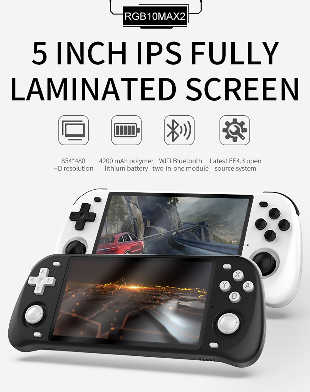 POWKIDDY RGB10 Max2 Retro Open Source System Handheld Game Console 256GB RK3326 5.0-Inch IPS Screen 3D Rocker Gift Black