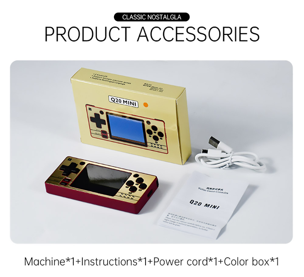 Powkiddy Q20 Mini Handheld Video Game Consoles Open Source Retro 2.4 Inch IPS Screen PS1 Game Player 16GB - Red