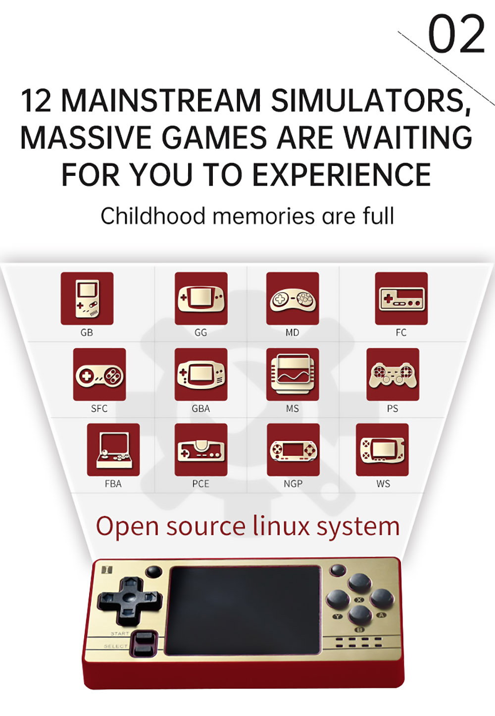 Powkiddy Q20 Mini Handheld Video Game Consoles Open Source Retro 2.4 Inch IPS Screen PS1 Game Player 64GB - Orange