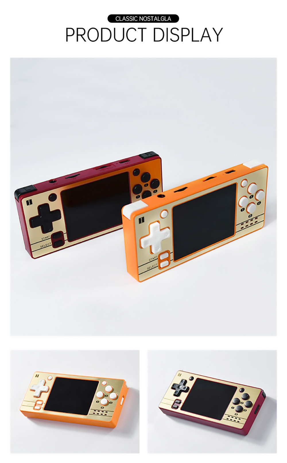 Powkiddy Q20 Mini Handheld Video Game Consoles Open Source Retro 2.4 Inch IPS Screen PS1 Game Player 64GB - Red