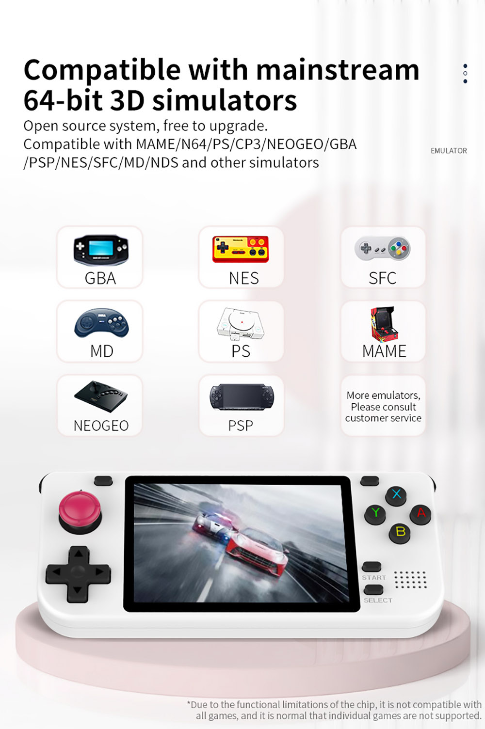 Powkiddy RGB10S 128GB Handheld Game Console, 3.5'' IPS OGA Screen 10,000 Games Open Source for Linux - White