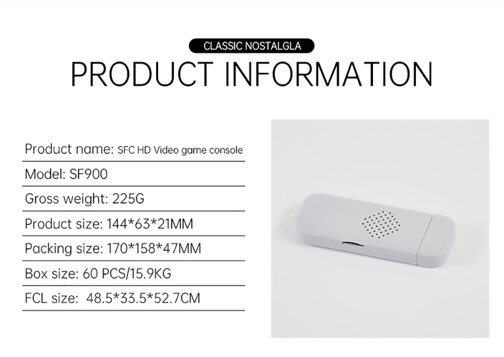 Powkiddy SF900 HD Video Game Console 926 Games In One SFC Retro 2.4G with Two Wireless Handles - White