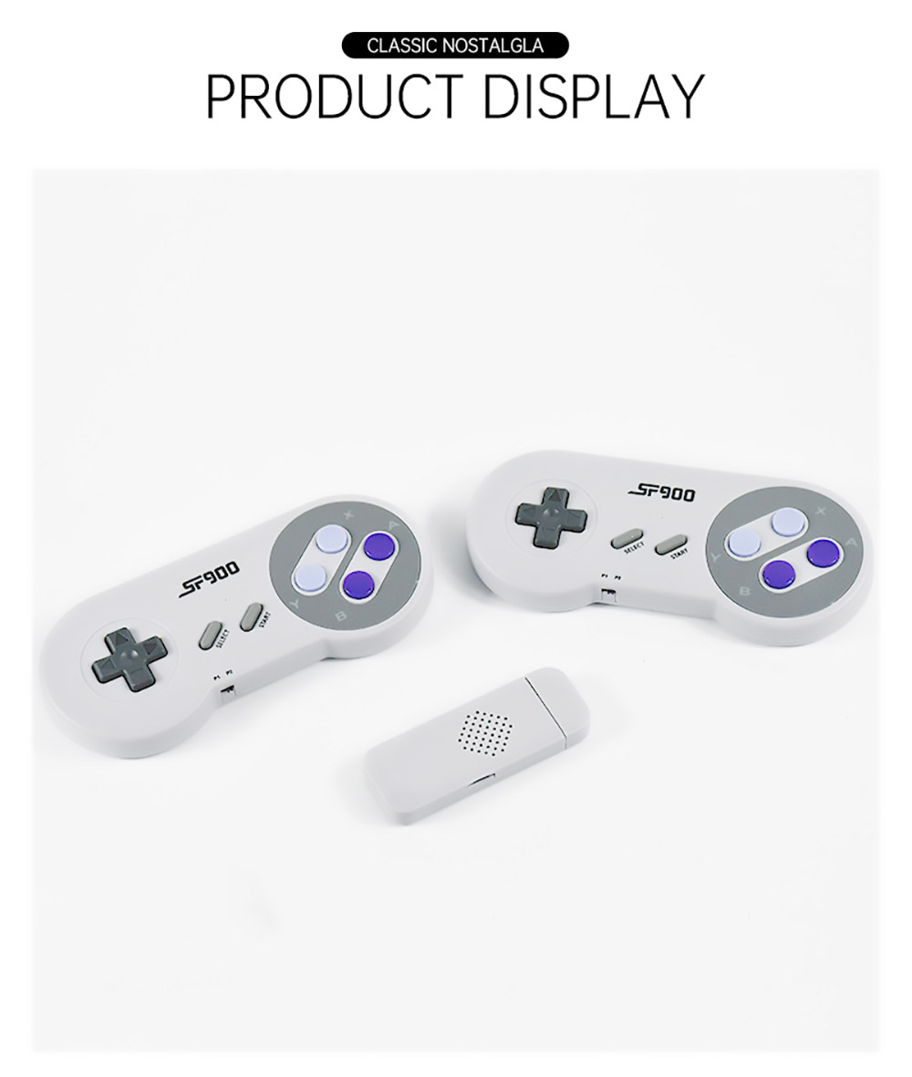 Powkiddy SF900 HD Video Game Console 926 Games In One SFC Retro 2.4G with Two Wireless Handles - White