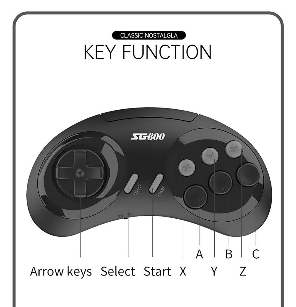 Powkiddy SG800 HD Video Game Console 688 Games In One SFC Retro 2.4G with Two Wireless Handles - Black