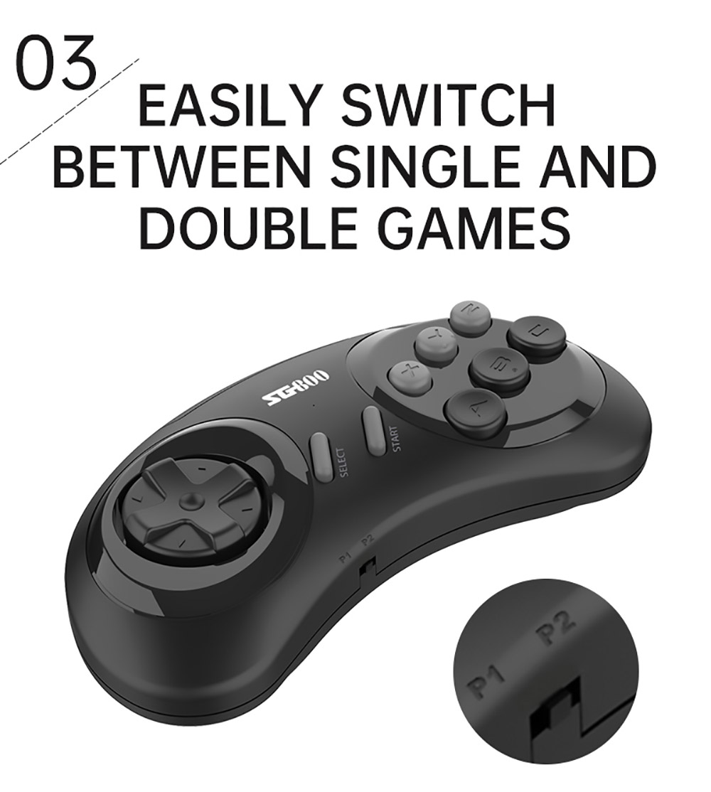 Powkiddy SG800 HD Video Game Console 688 Games In One SFC Retro 2.4G with Two Wireless Handles - Black