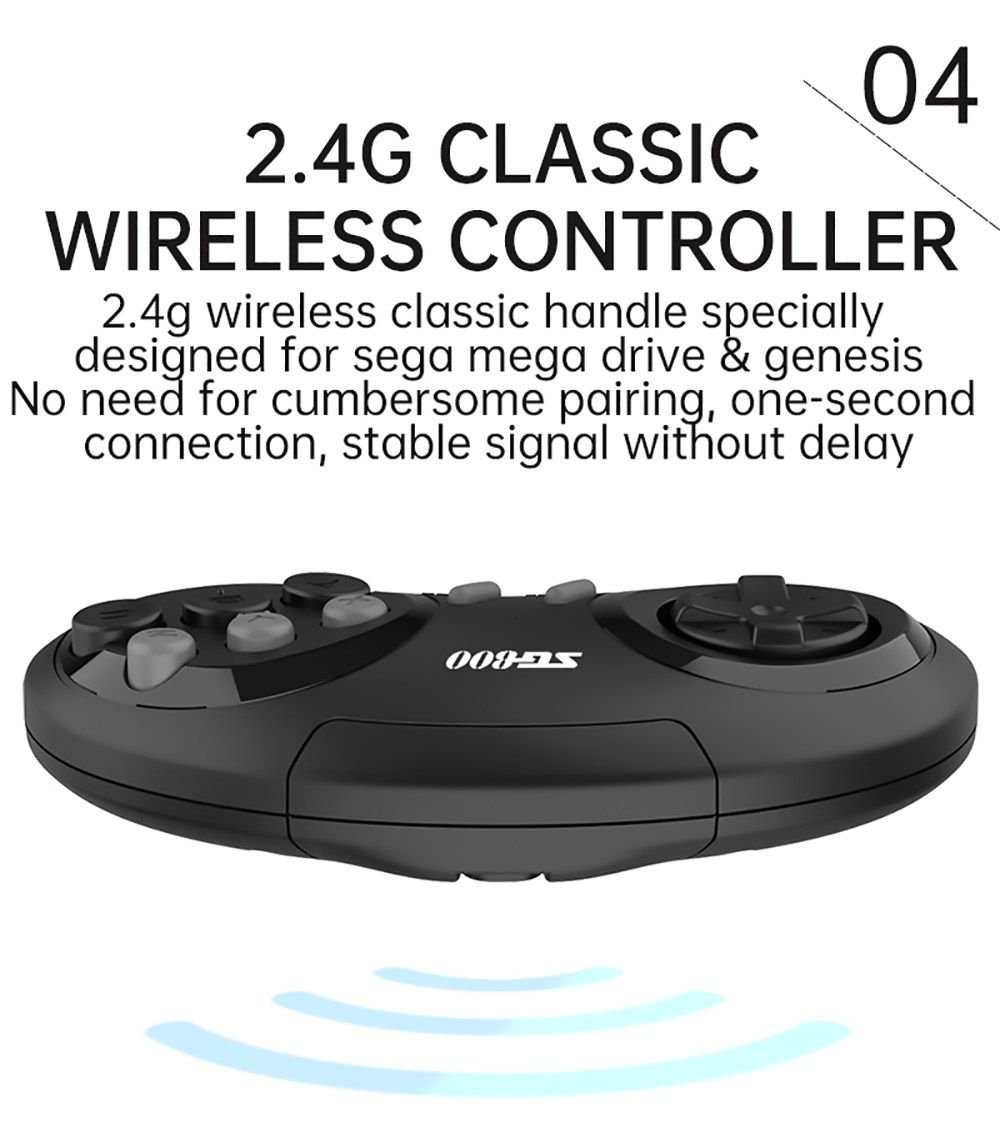 Powkiddy SG800 HD Video Game Console 688 Games In One SFC Retro 2.4G with Two Wireless Handles - Black