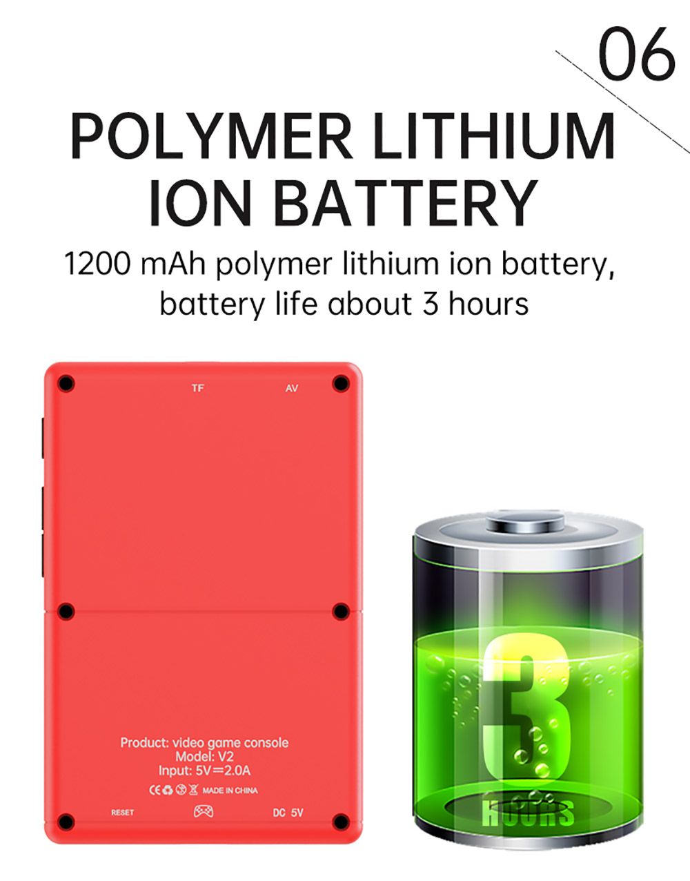 Powkiddy V2 Retro Game Pocket Console 32GB 3.2-inch Screen 10+ Simulators 10000+ Games Kids Gift - Red