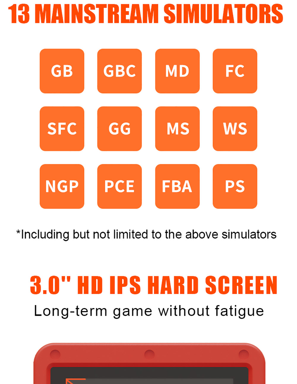 Powkiddy V90 3-Inch IPS Screen Flip Handheld Game Console 16GB Retro Dual Open System16 Simulators Kids Gift - Black