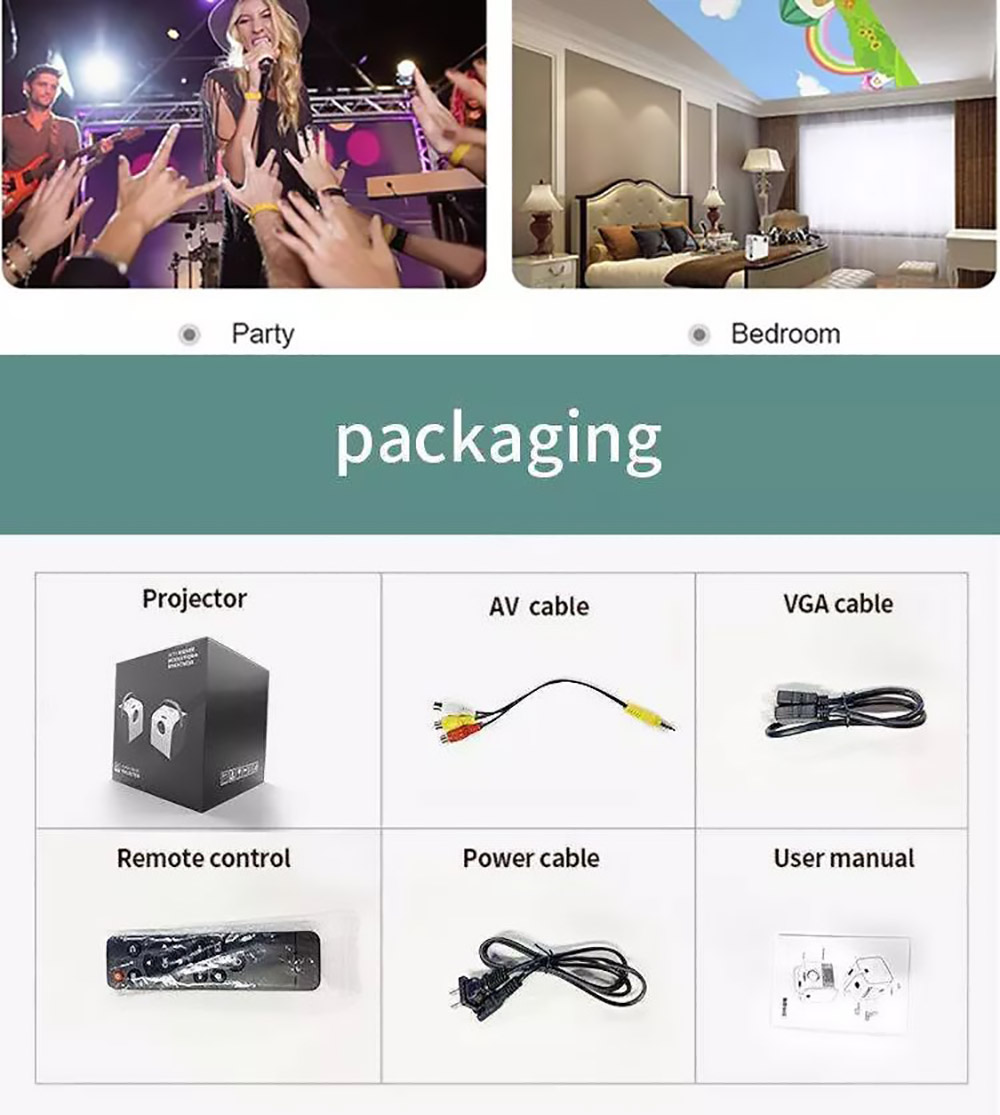 Q3 Android LCD Projector 1280*720 Full HD 720P 450 ANSI Lumens for Family Education and Business with EU Plug